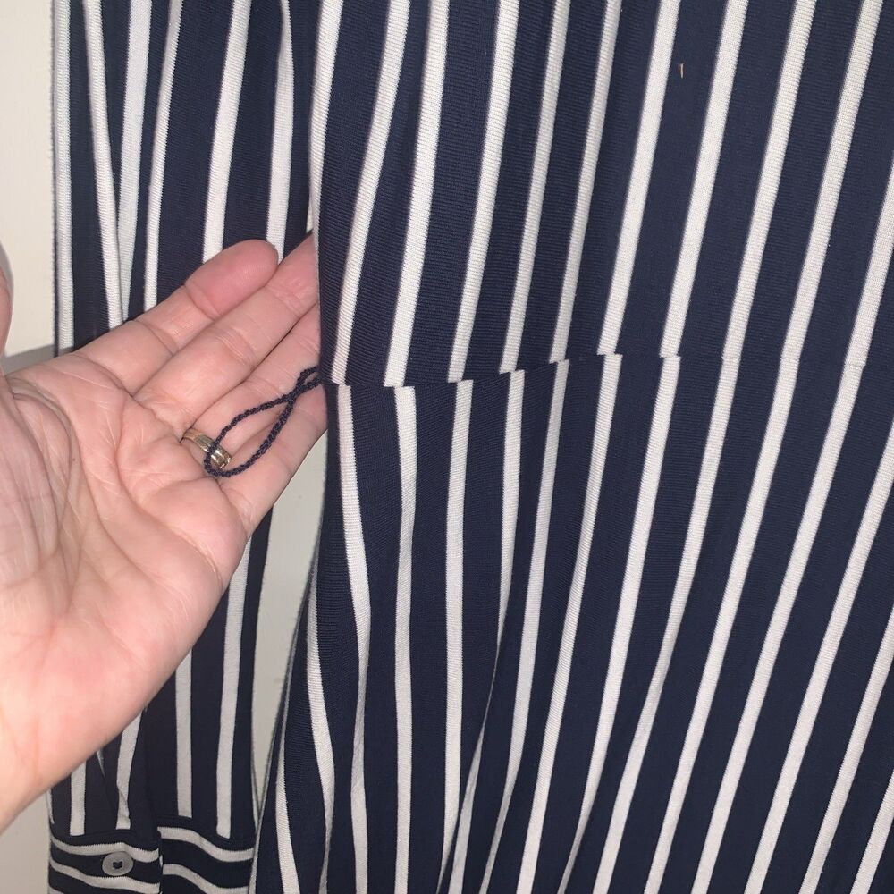 Boden Marcia Shirt Midi Dress Womens 8R Navy White Stripe Jersey Office Preppy - Picture 4 of 13